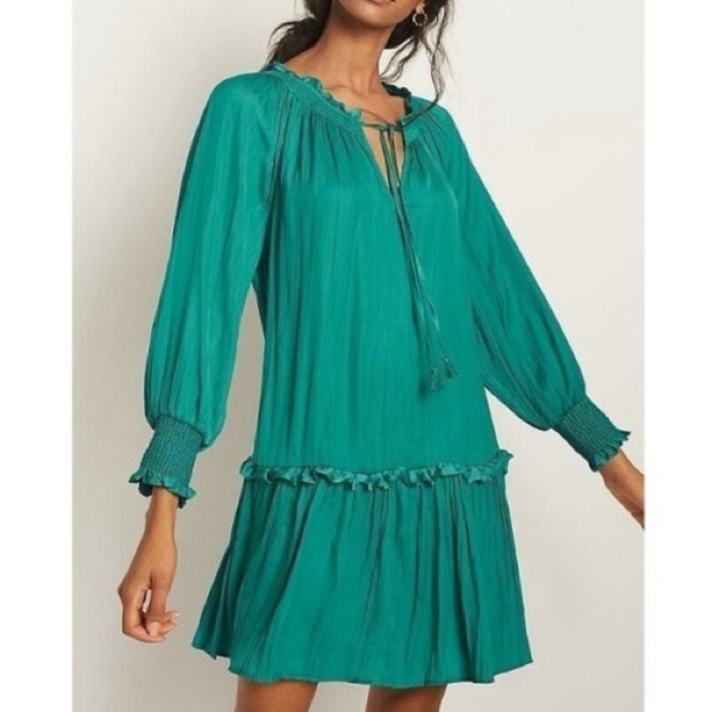 Anthropologie Emerald Long Sleeve Dress